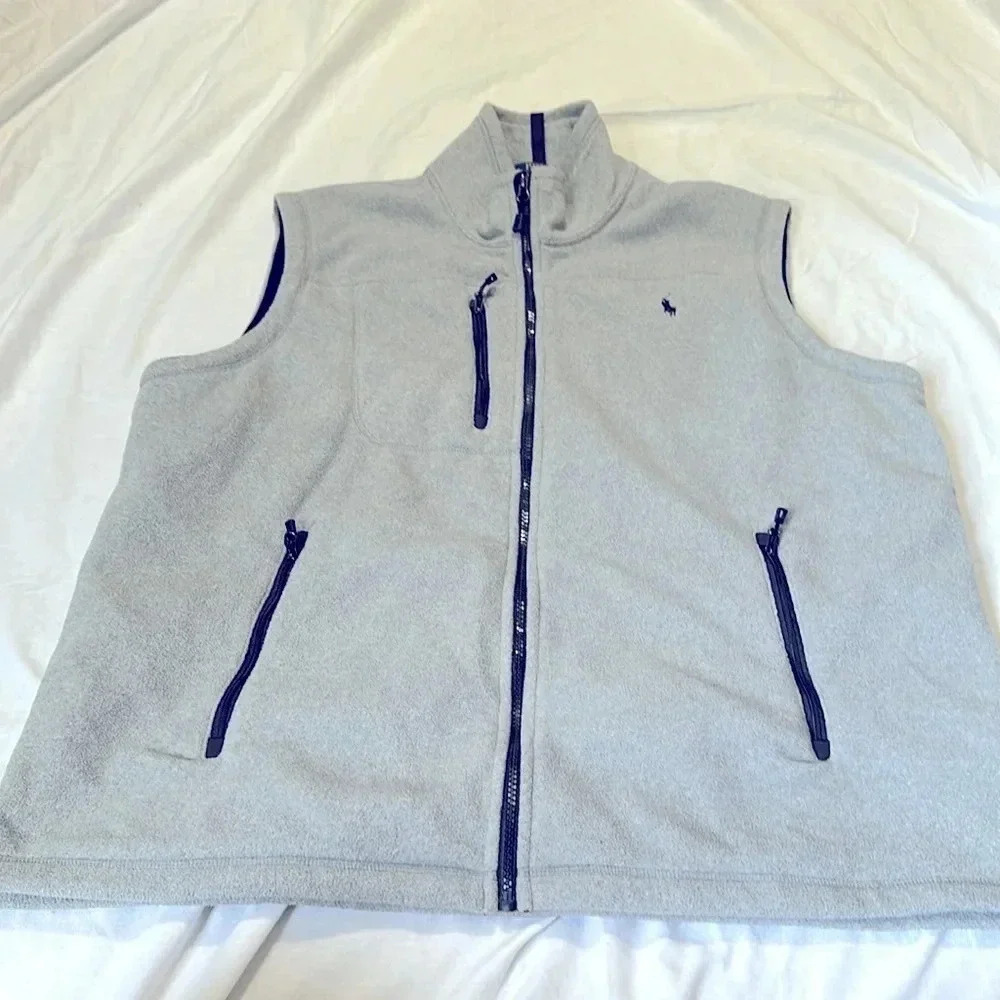 Polo Ralph Lauren Gray Full Zip Fleece Vest size XL